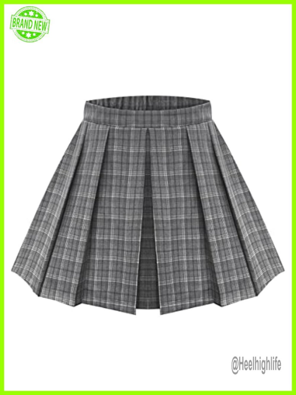 Plus Size Pleated Skater Skirt High Waist A-Line Mini with Elastic Waist